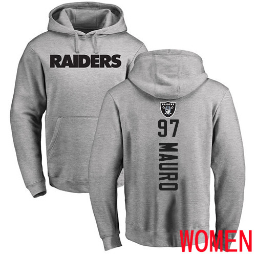 Oakland Raiders Ash Women Josh Mauro Backer NFL Football 97 Pullover Hoodie Sweatshirts
